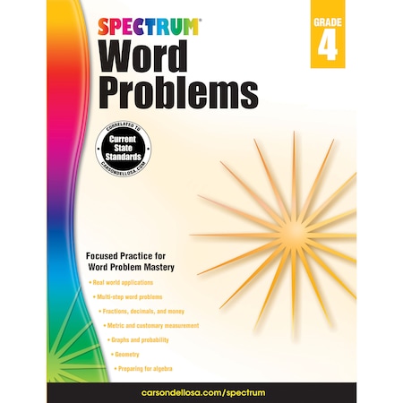 Spectrum Word Problems Workbook, Grade 4, Paperback 704490
